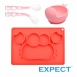 【EXPECT】兒童矽膠餐盤+蝸牛學習吸盤碗+彎彎叉匙組(螃蟹紅色組)