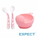 【EXPECT】蝸牛矽膠吸盤碗+彎彎叉匙組(2色可選)
